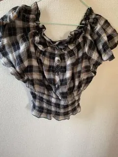 Sorridere チェック柄のオフショルダー