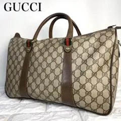 ✨美品✨GUCCI GG ボストンバッグ 2way ブラウン レザー 金具 ロゴ
