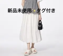 【新品未使用✨️タグ付き】GU バブルヘムミディスカート 白 オフホワイト M