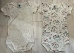 プチバトー　ベビー肌着セット 花柄 ドット柄 2枚セット　12m 74cm