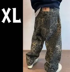X L ヒョウ柄 デニム パンツ レオパードストリート 豹柄 グランジ ワイド
