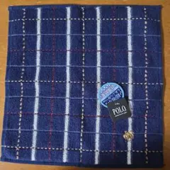 POLO ネイビー チェック柄 タオルハンカチ