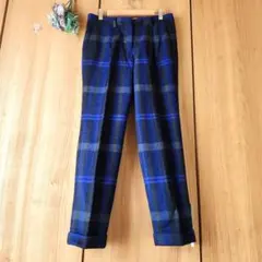 【スローウエア】ウール カシミヤ混 チェック柄 カジュアルパンツ 秋冬コーデ