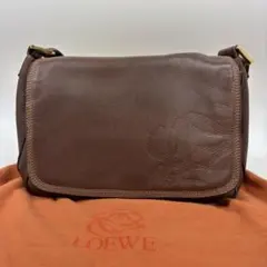 LOEWE アナグラム ブラウン　シボ革 レザー ショルダーバッグ