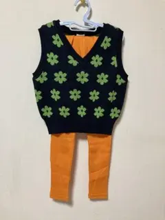 花柄ベストとレギンスセット 120-130cm