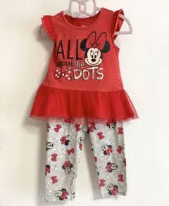 ミニーマウス　セットアップ　ディズニージュニア　4歳　リボン　ドット　水玉