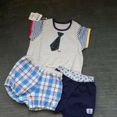 未使用☆ミキハウスだまし絵ロンパース&パンツセット