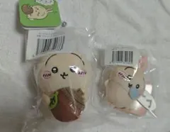 2点セットちいかわ うさぎだらけくじ D賞 マスコット(どんぐりDJ)バッジE賞