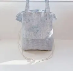 【MK様専用ページ】リバティ×ヌビ　アンブリア　アクアブルー　巾着バッグ