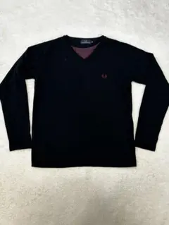 フレッドペリー Vネック長袖セーター 黒　薄手　ロンt