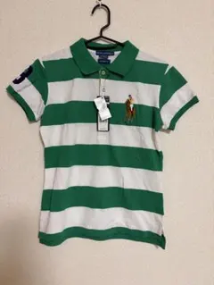 Ralph Lauren 緑と白のストライプポロシャツ