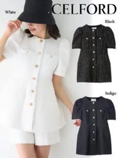 セルフォード 2点セット ペプラムハーフスリーブジャケットとショートパンツ 36
