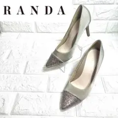 【美品】RANDA ラインストーンパンプス　キラキラ　サテン　ラメ　グリッター