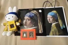 フェルメール展真珠の耳飾りの少女ミッフィー大ポストカード赤フェイラー黒ショッパー