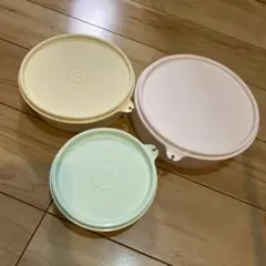 タッパーウェア保存容器セット（ピンク、イエロー、ミント）3点セット