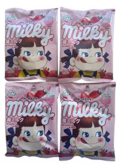 不二家 ペコちゃんミルキー 苺ミルク 4袋セット　送料無料のサムネイル
