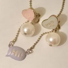 サン宝石 HUG ME ハート パール イヤリング＆ネックレス