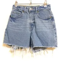 H&M デニムショートパンツ カットオフ ブルー EUR34 夏