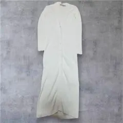 オンワード樫山 自由区 リブロングカーディガン ホワイト サイズ38 綿100%