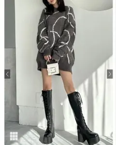 ニュアンス柄フェザーニットトップス[kz343]