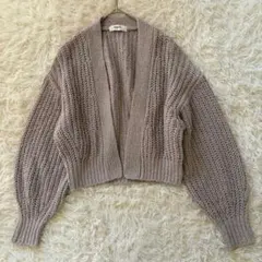 SNIDEL　ボタンレスニットカーディガン　グレージュ　ボリューム袖◆A1461