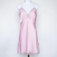 【大人可愛い】上品光沢感×微配色レース ナイトドレス キャミワンピ【L相当】