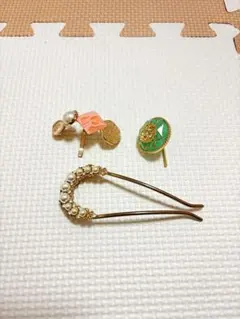 パールとクリスタルのヘアピン3点セット