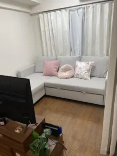 カウチソファ 収納付き ライトグレー