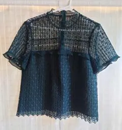 ☆最終出品☆【美品】ZARA WOMAN レース 半袖ブラウス Ｌのサムネイル