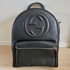 Gucci ブラック レザーバック　リュック　牛革