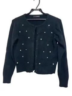 clear ブラック カーディガン パールビジュー装飾