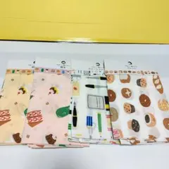 手ぬぐい風タオル 4枚セット 喫茶・文房具•ブレンドデザイン クリームソーダ