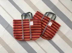 SALE✩.*˚台湾漁師網 3号トートバッグ 2点セット(マチあり)のサムネイル