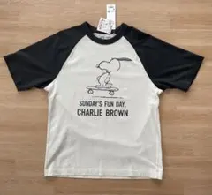 新品タグ付ユニクロ UT スヌーピー Tシャツ M 白黒 ラグラン 人気デザイン