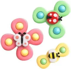 3個　ハンドスピナー 子どもおもちゃ お風呂 吸盤付き てんとう虫/蝶/ハチ