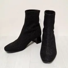 ●極美品●DIANA スクエアトゥブーツ 黒グリッター 23cm ヒール約4cm