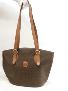 セリーヌ ショルダーバッグ マカダム レザー茶 トートバッグ サンジャック