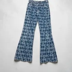 ハローサンフランシスコ flare denim Y2K アーガイル柄 総柄のサムネイル