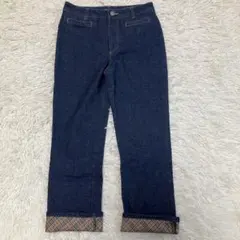 美品　バーバリーロンドン　ブルーレーベル　デニム　ノバチェック　ホースロゴボタン
