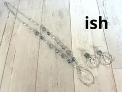 【A210】ishシルバークォーツ・リーフチャームネックレス＆ピアス