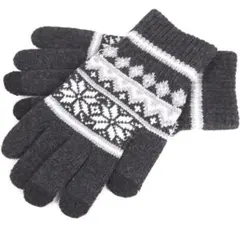 FRESE 手袋 男女兼用 ダークグレー 防寒 スマホ対応 結晶模様