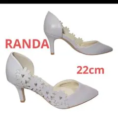 【美品】RANDA フラワーカット パンプス パープル