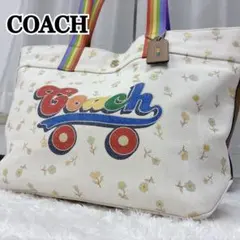 ✨希少✨COACH トートバッグ スケボー フローラル キャンバス レインボーのサムネイル