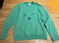 jerzees トレーナー クマ柄　黄緑　グリーン　裏起毛　ユニーク　スウェットのサムネイル
