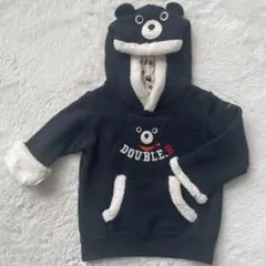 miki house DOUBLE.B クマフード付きトレーナー　黒　90cm
