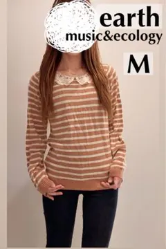 【 earth music&ecology 】M ストライプ レース襟 セーター