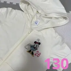 ディズニー ミニーマウス パーカー 半袖トップス130アイボリー