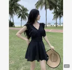 【新品】体型カバーが叶う◎ フリルワンピース水着