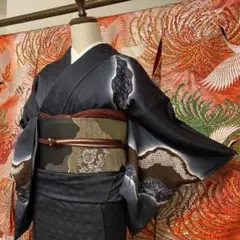 付下げ　袷　正絹　一ツ紋　濃褐返色　身丈166裄62のサムネイル