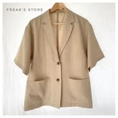 美品FREAK’S STORE 半袖テーラードジャケット ベージュ リネンライク
